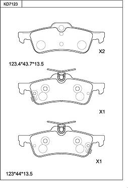 Asimco KD7123 - Тормозные колодки, дисковые, комплект autospares.lv