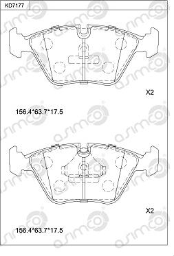 Asimco KD7177 - Тормозные колодки, дисковые, комплект autospares.lv