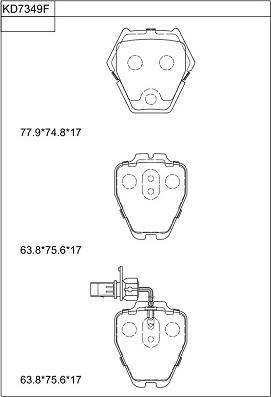 Asimco KD7349F - Тормозные колодки, дисковые, комплект autospares.lv