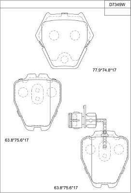 Asimco KD7349W - Тормозные колодки, дисковые, комплект autospares.lv