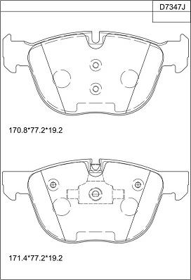 Asimco KD7347 - Тормозные колодки, дисковые, комплект autospares.lv