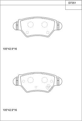 Asimco KD7351 - Тормозные колодки, дисковые, комплект autospares.lv