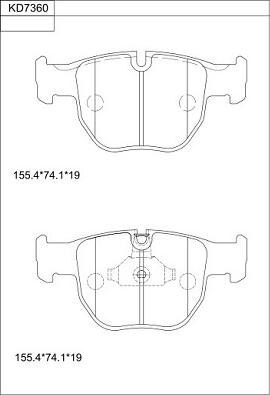 Asimco KD7360 - Тормозные колодки, дисковые, комплект autospares.lv