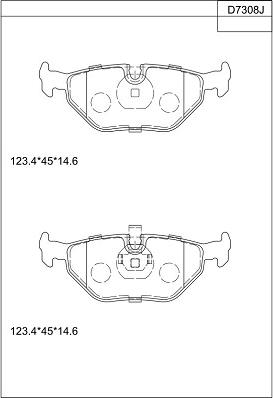 Asimco KD7308 - Тормозные колодки, дисковые, комплект autospares.lv