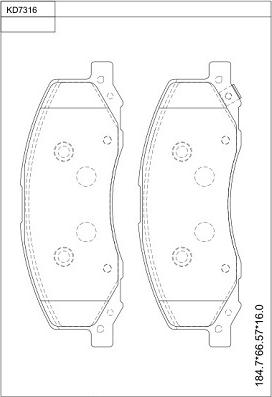 Asimco KD7316 - Тормозные колодки, дисковые, комплект autospares.lv