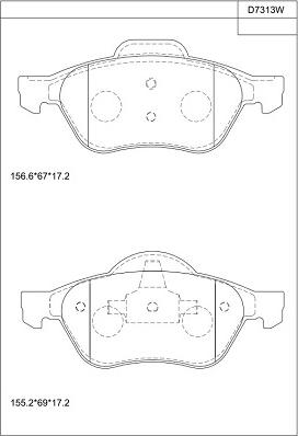 Asimco KD7313W - Тормозные колодки, дисковые, комплект autospares.lv