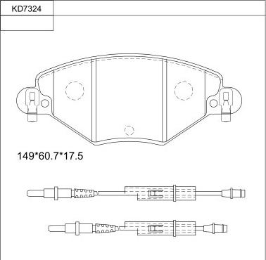 Asimco KD7324 - Тормозные колодки, дисковые, комплект autospares.lv