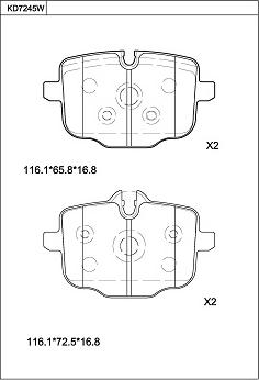 Asimco KD7245W - Тормозные колодки, дисковые, комплект autospares.lv