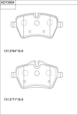 Asimco KD72804 - Тормозные колодки, дисковые, комплект autospares.lv