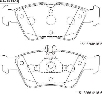 Asimco KD7746 - Тормозные колодки, дисковые, комплект autospares.lv