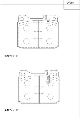 Asimco KD7754 - Тормозные колодки, дисковые, комплект autospares.lv