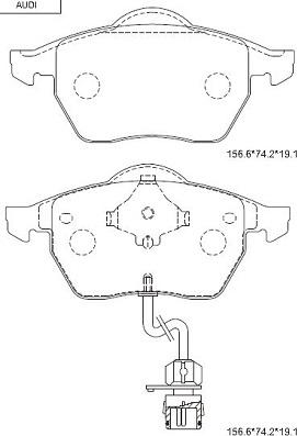 Asimco KD7705 - Тормозные колодки, дисковые, комплект autospares.lv