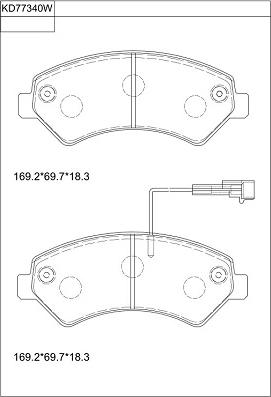 Asimco KD77340W - Тормозные колодки, дисковые, комплект autospares.lv