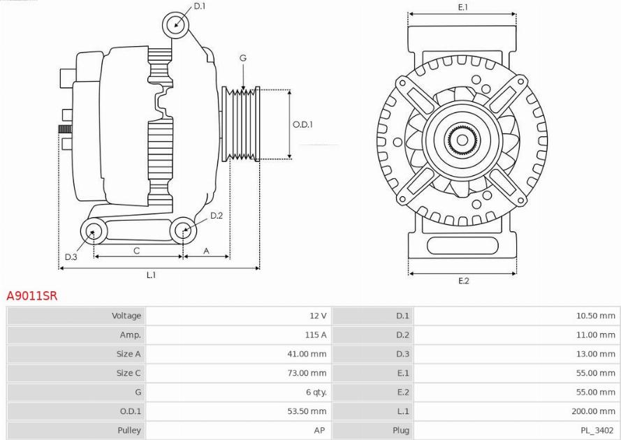 AS-PL A9011SR - Генератор autospares.lv