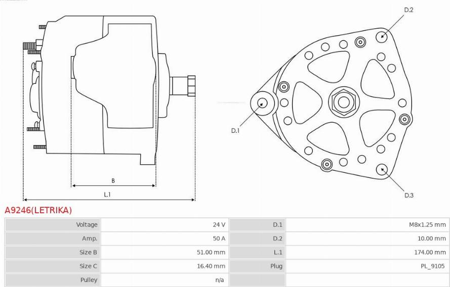 AS-PL A9246(LETRIKA) - Генератор autospares.lv