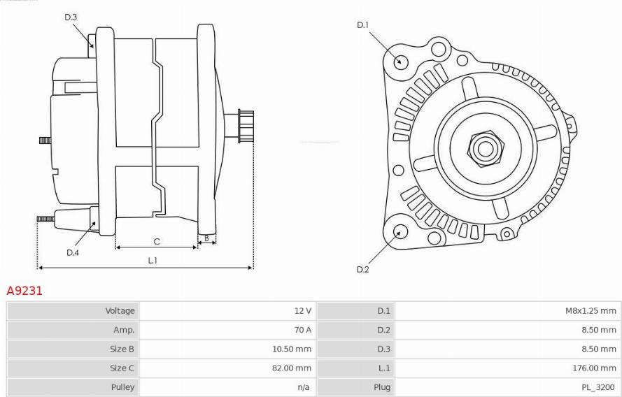 AS-PL A9231 - Генератор autospares.lv