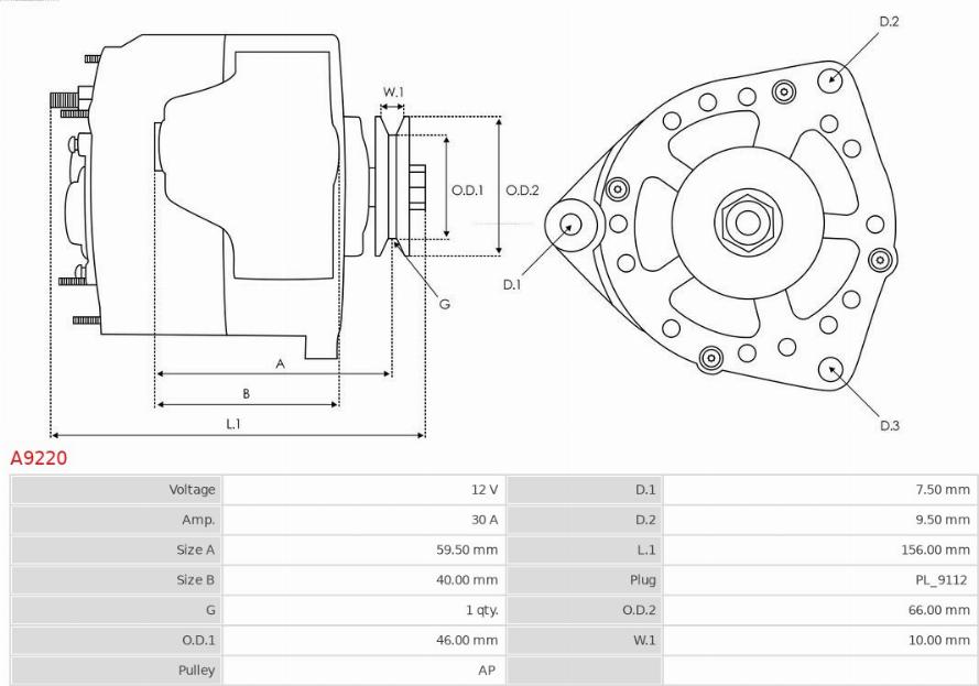 AS-PL A9220 - Генератор autospares.lv