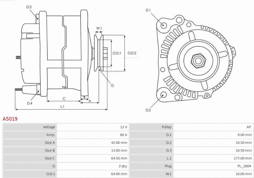 AS-PL A5019 - Генератор autospares.lv