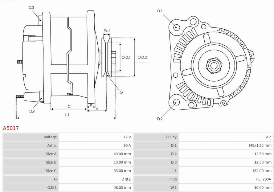 AS-PL A5017 - Генератор autospares.lv