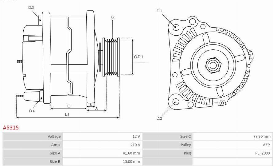 AS-PL A5315 - Генератор autospares.lv