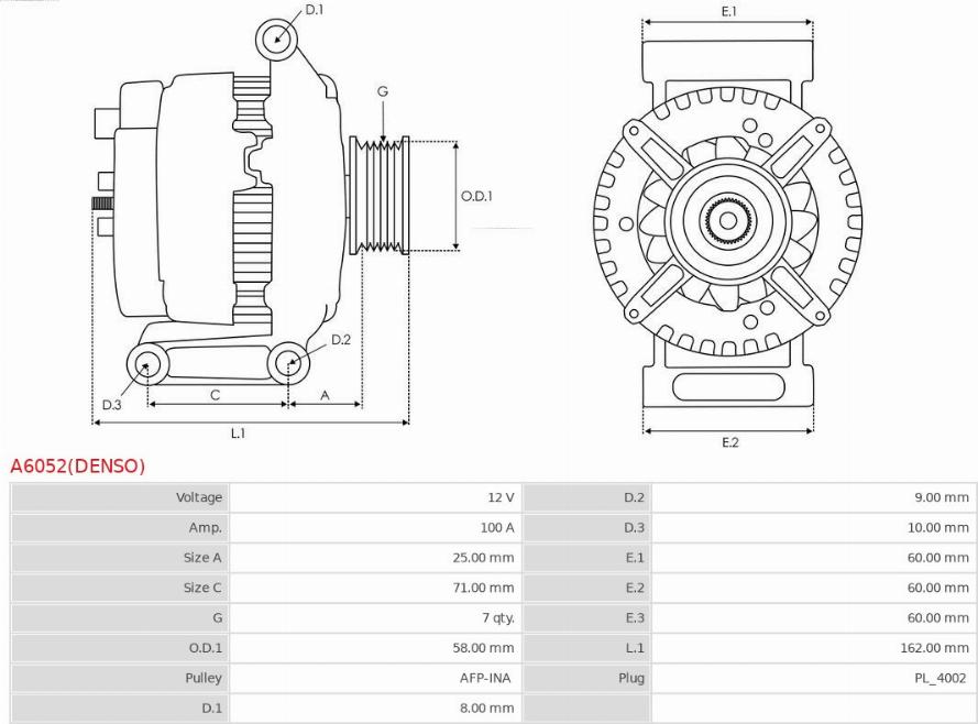 AS-PL A6052(DENSO) - Генератор autospares.lv