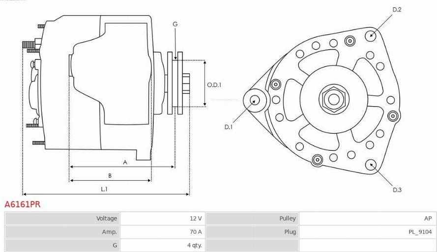 AS-PL A6161PR - Генератор autospares.lv