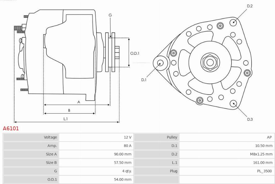 AS-PL A6101 - Генератор autospares.lv