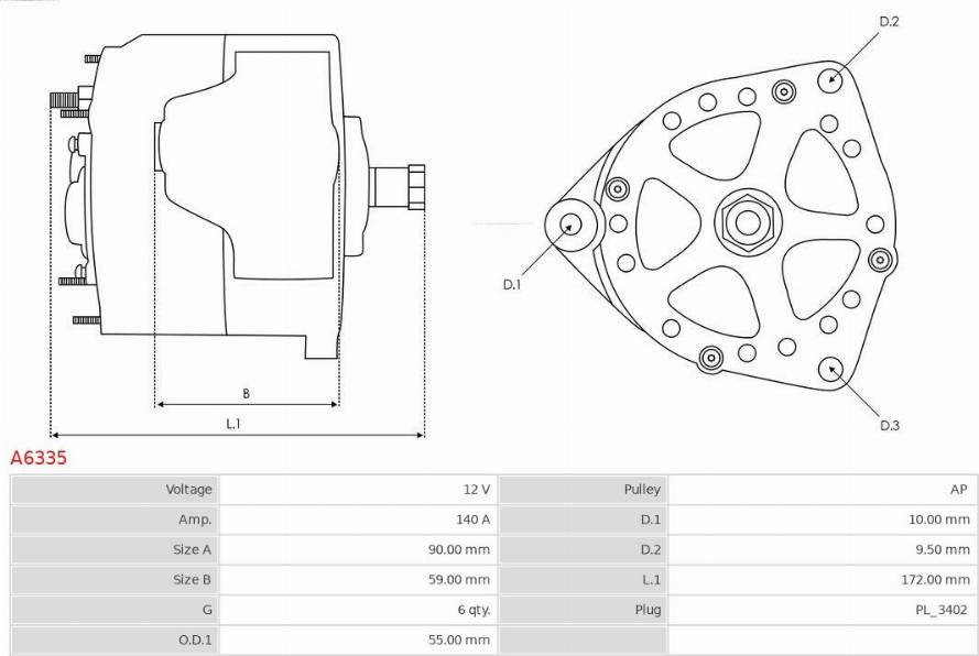 AS-PL A6335 - Генератор autospares.lv