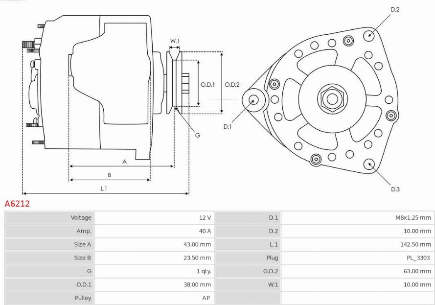 AS-PL A6212 - Генератор autospares.lv