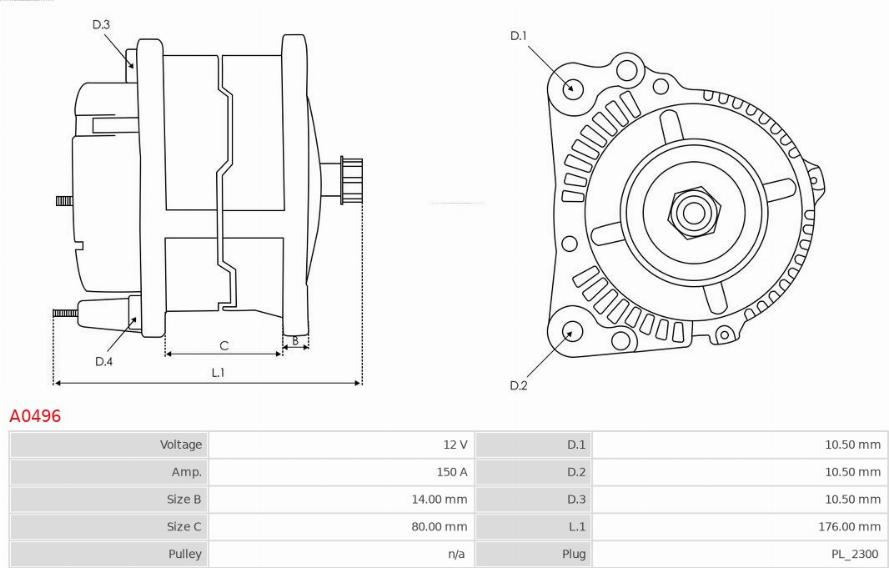 AS-PL A0496 - Генератор autospares.lv