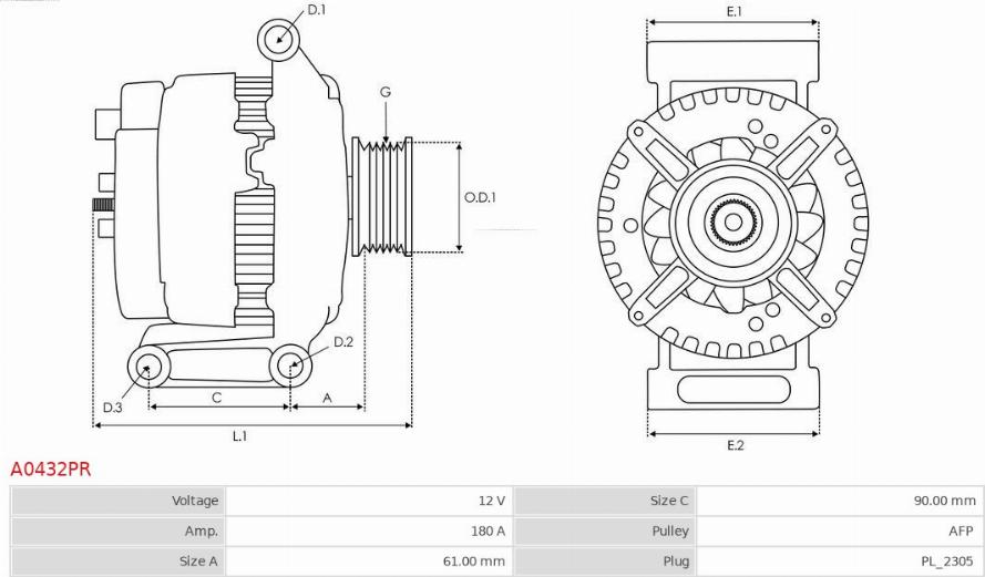 AS-PL A0432PR - Генератор autospares.lv