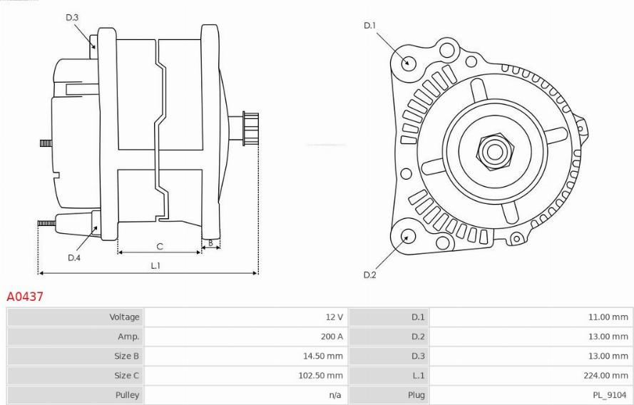 AS-PL A0437 - Генератор autospares.lv