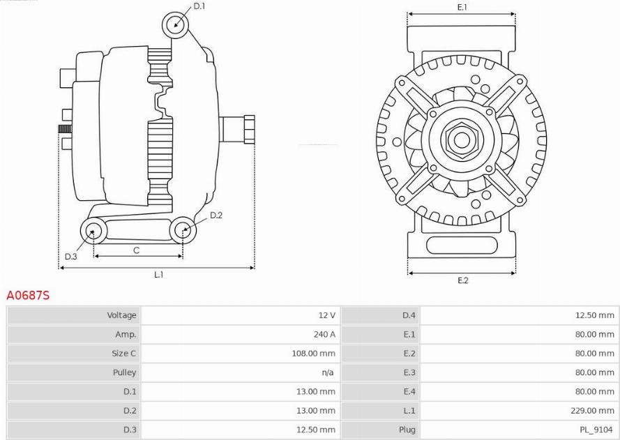 AS-PL A0687S - Генератор autospares.lv