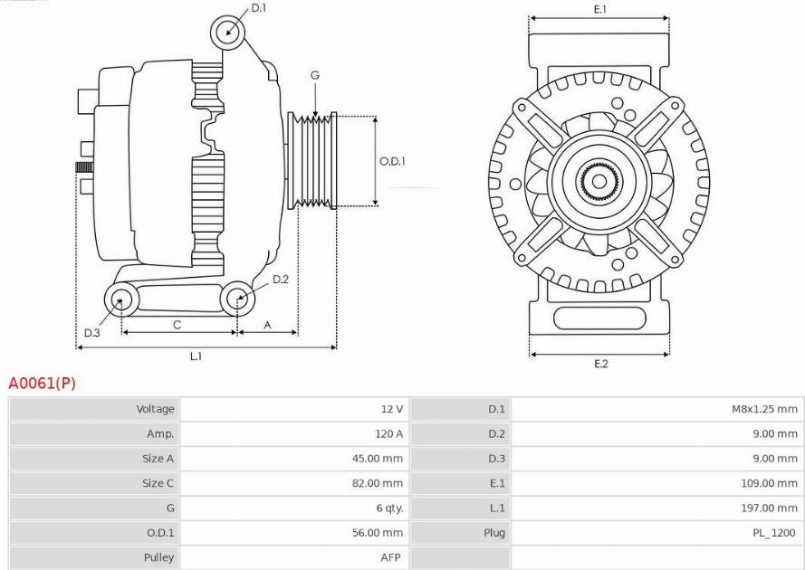 AS-PL A0061(P) - Генератор autospares.lv