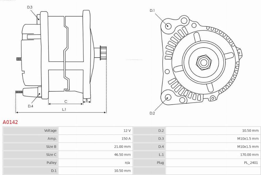 AS-PL A0142 - Генератор autospares.lv