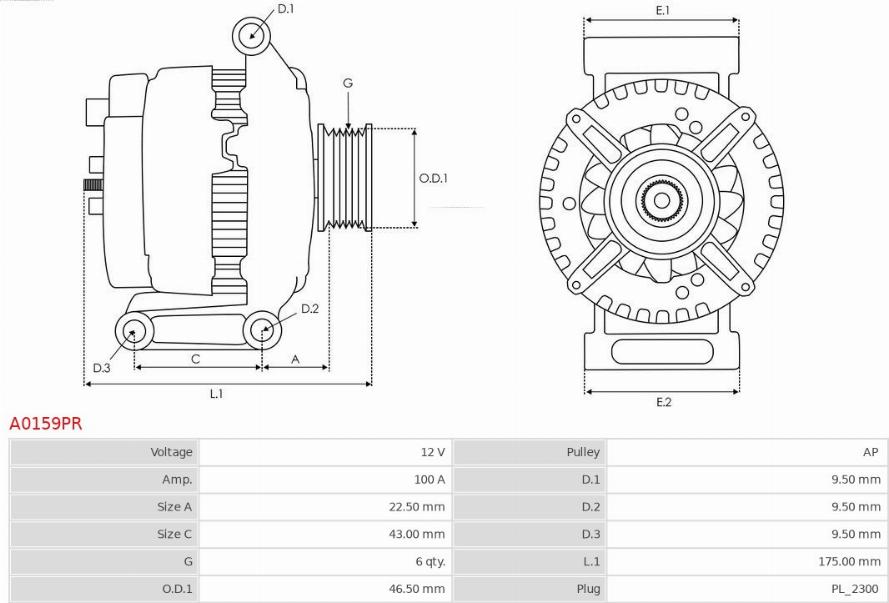 AS-PL A0159PR - Генератор autospares.lv