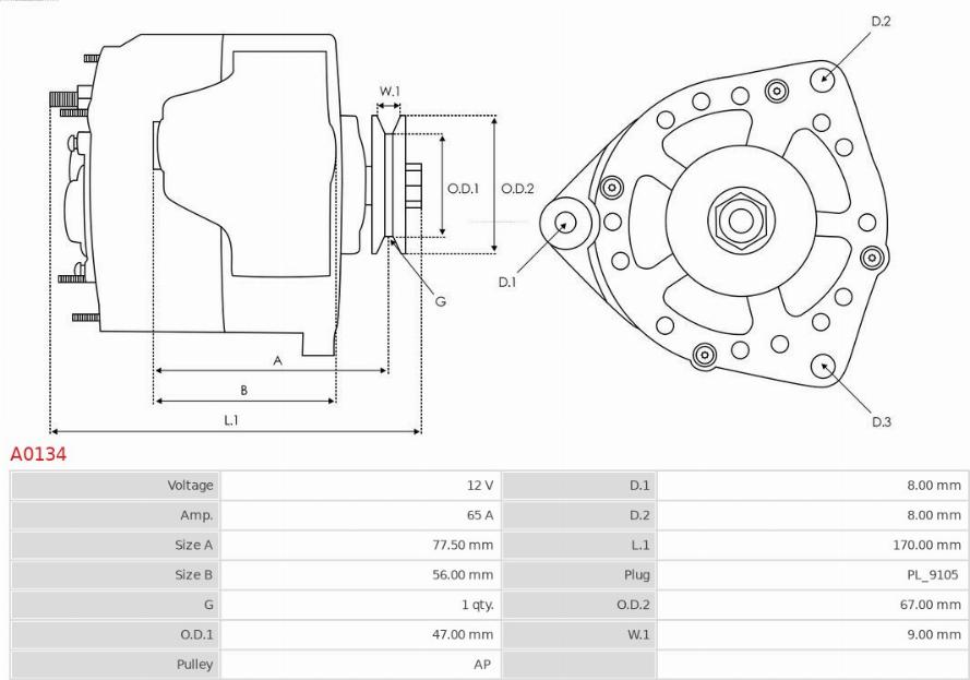 AS-PL A0134 - Генератор autospares.lv