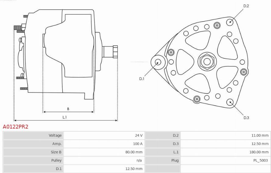 AS-PL A0122PR2 - Генератор autospares.lv