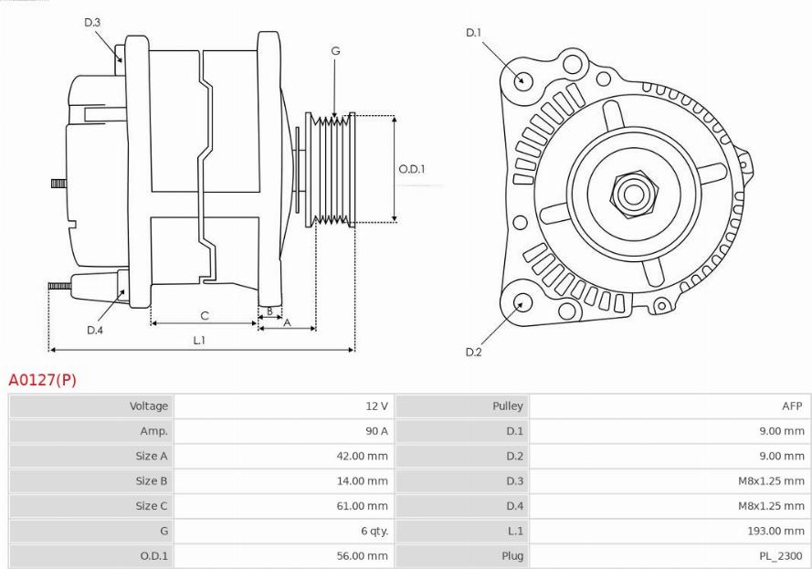 AS-PL A0127(P) - Генератор autospares.lv