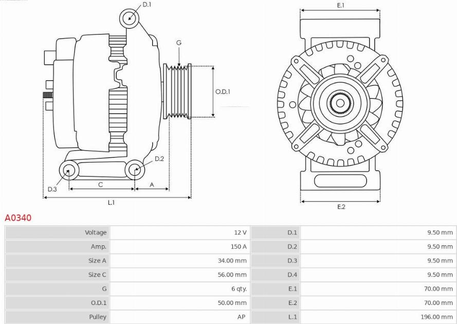 AS-PL A0340 - Генератор autospares.lv