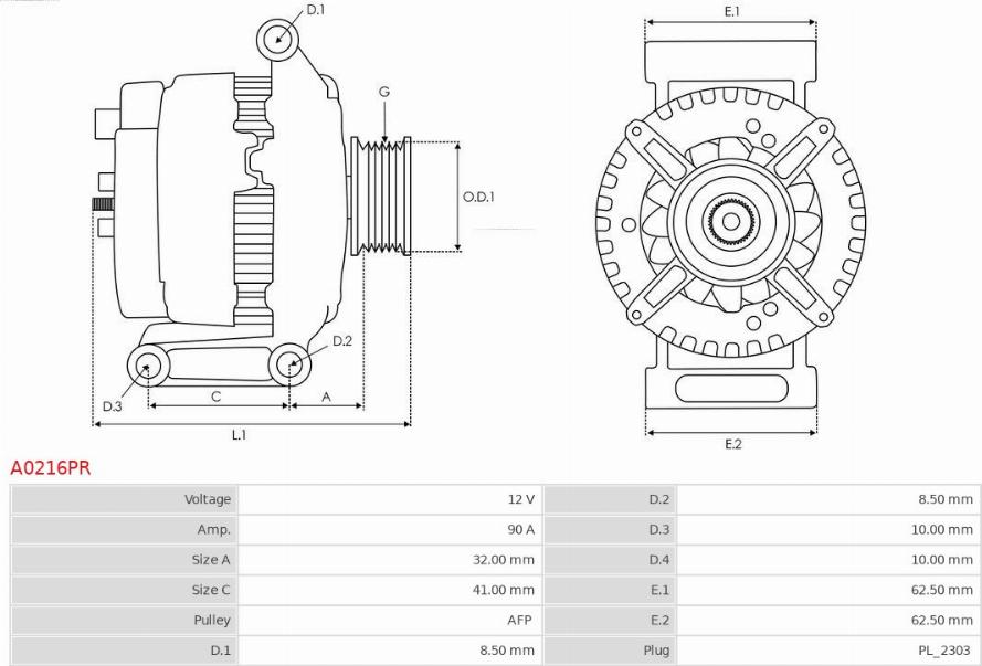 AS-PL A0216PR - Генератор autospares.lv