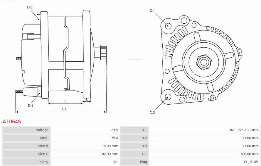 AS-PL A1064S - Генератор autospares.lv