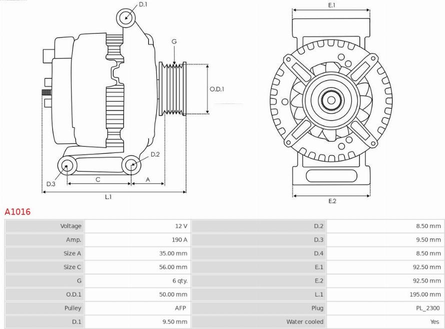 AS-PL A1016 - Генератор autospares.lv