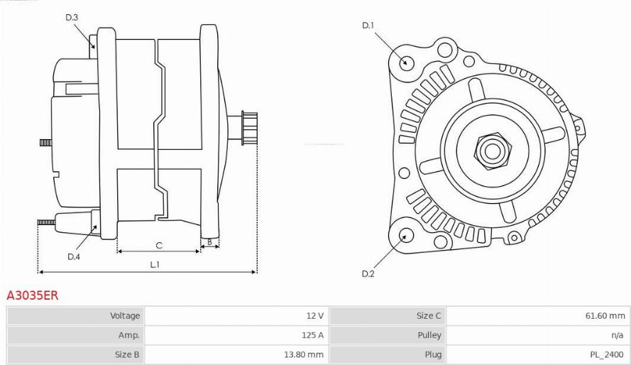 AS-PL A3035ER - Генератор autospares.lv