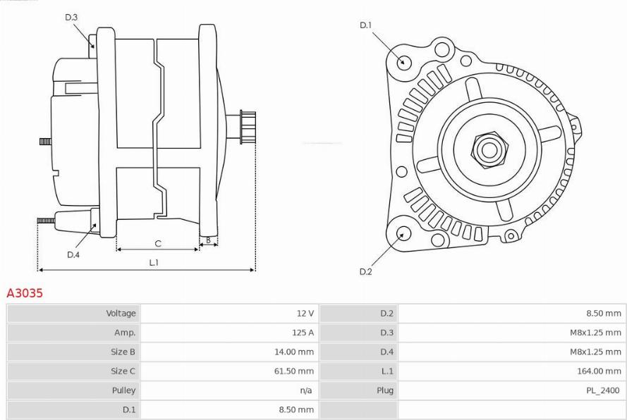 AS-PL A3035 - Генератор autospares.lv