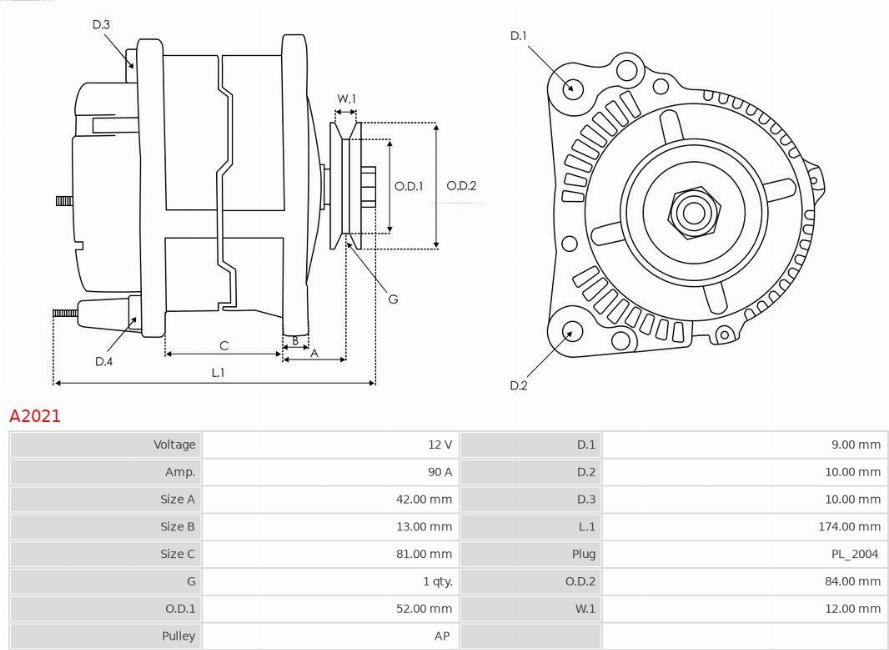 AS-PL A2021 - Генератор autospares.lv