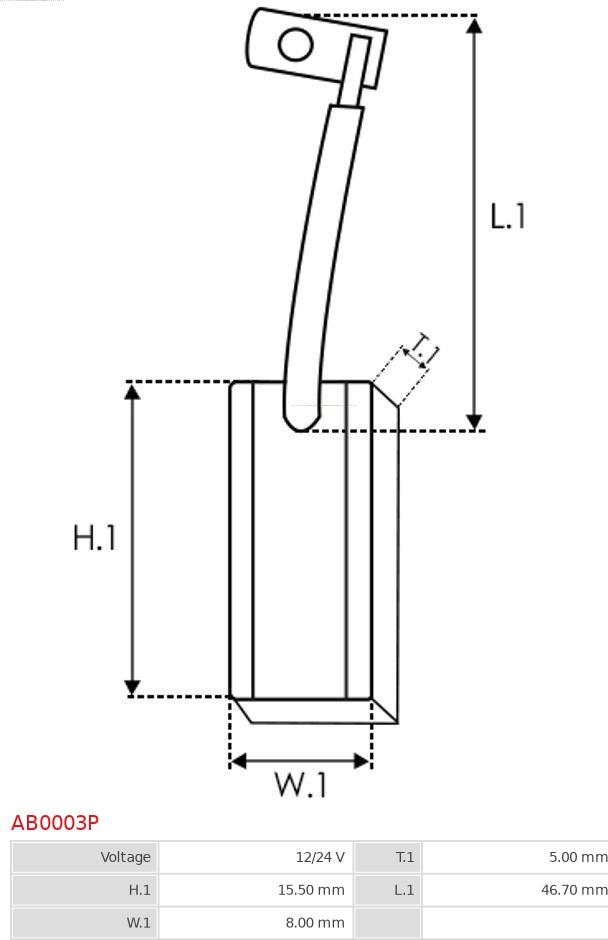 AS-PL AB0003P - Угольная щетка, генератор autospares.lv