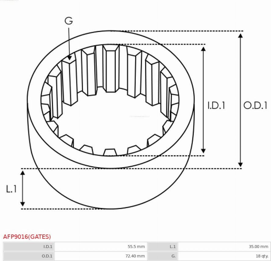 AS-PL AFP9016(GATES) - Шкив генератора, муфта autospares.lv