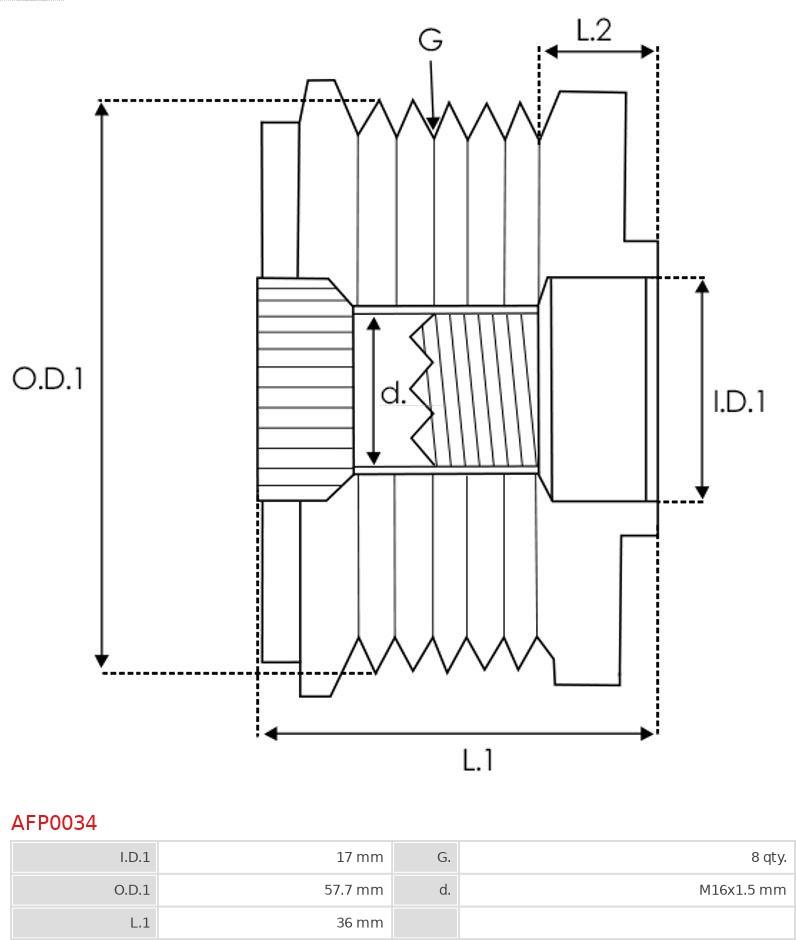 AS-PL AFP0034 - Шкив генератора, муфта autospares.lv