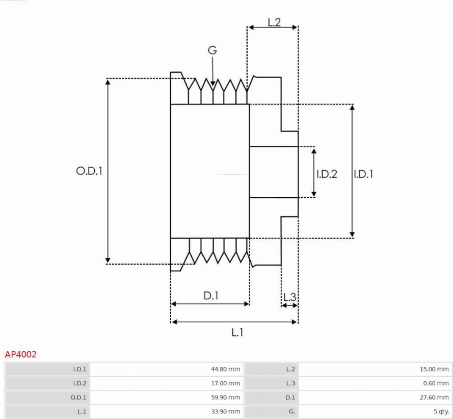 AS-PL AP4002 - Шкив генератора, муфта autospares.lv